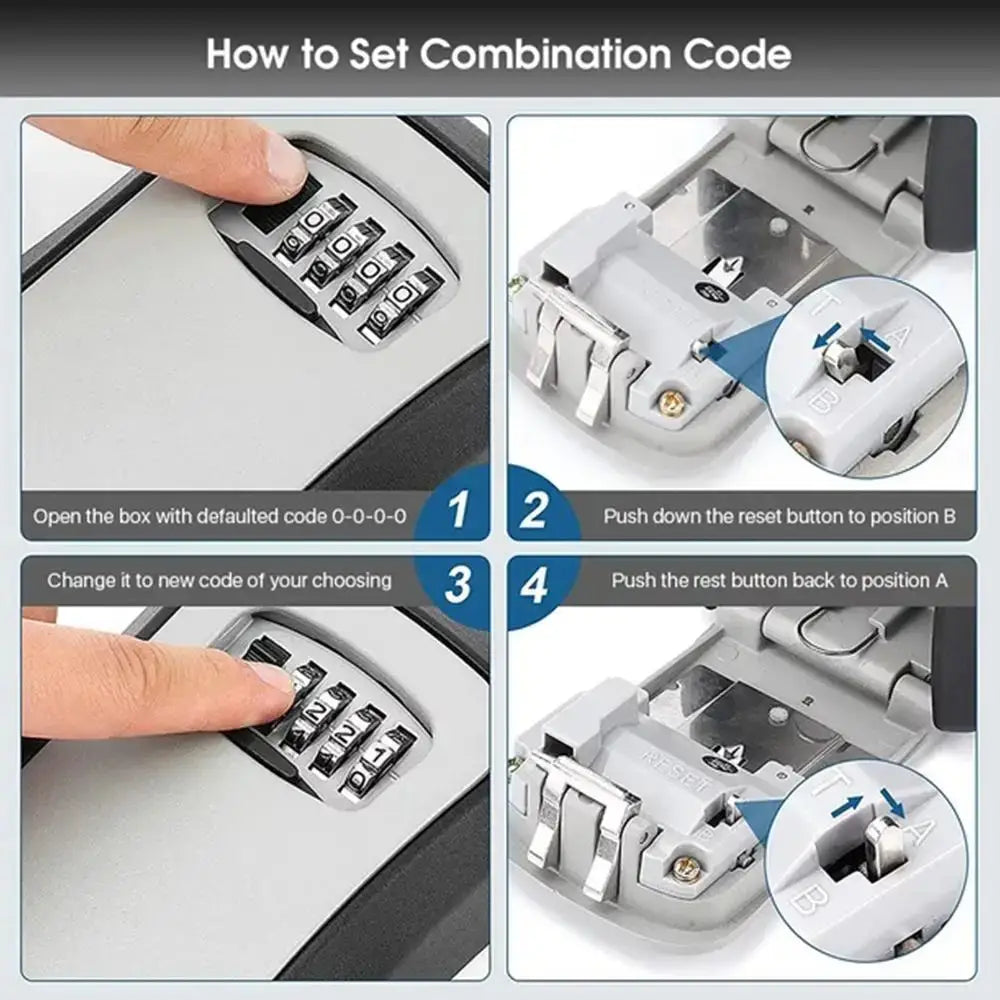 Wall-Mounted Key Keeper – 4-Digit Lock Box (available in Gray & Black) - SS