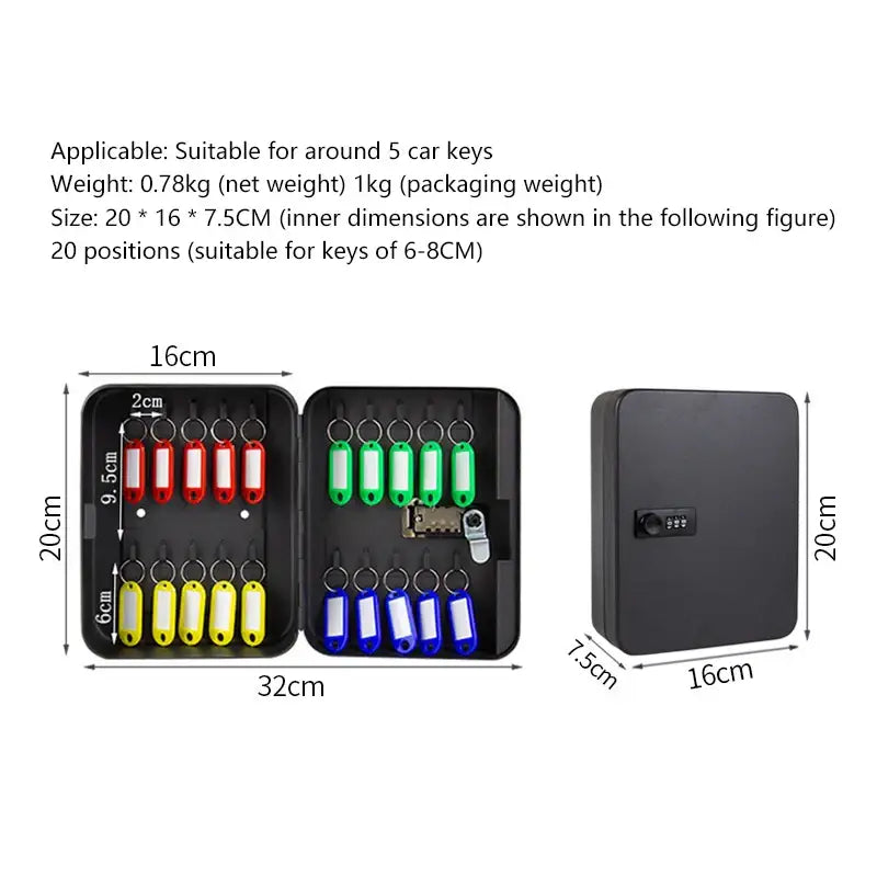 Wall-Mounted Password Key Box (different sizes available) - 20 Pass / Key Box - SS