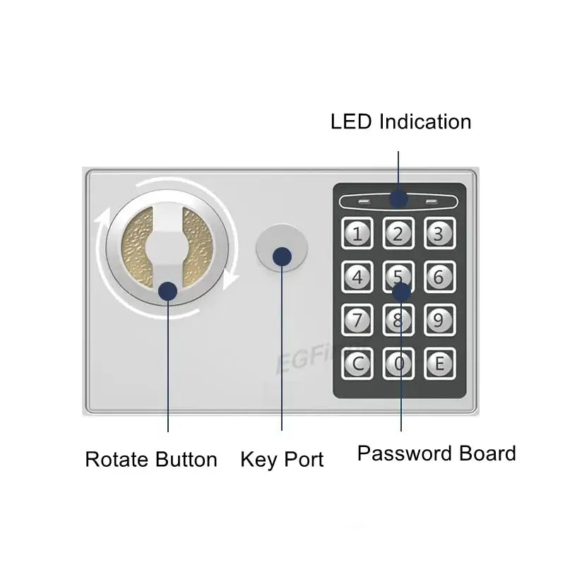 Wall-Mounted Password Safe with Alarm - White / Safety Box - SS