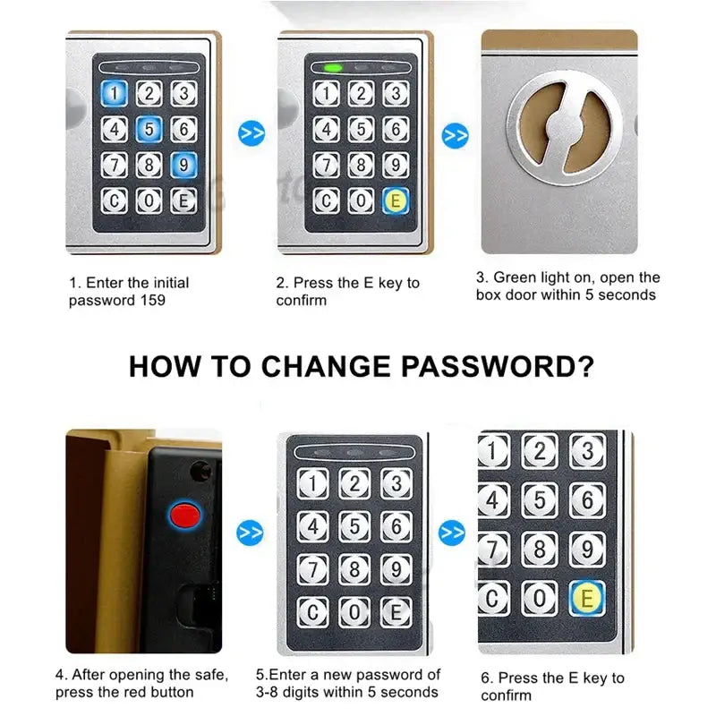Wall-Mounted Password Safe with Alarm - White / Safety Box - SS