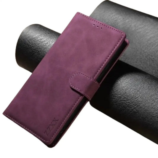 Wallet Flip Case for Galaxy S25/S24/Note/A Series (Wine Red)