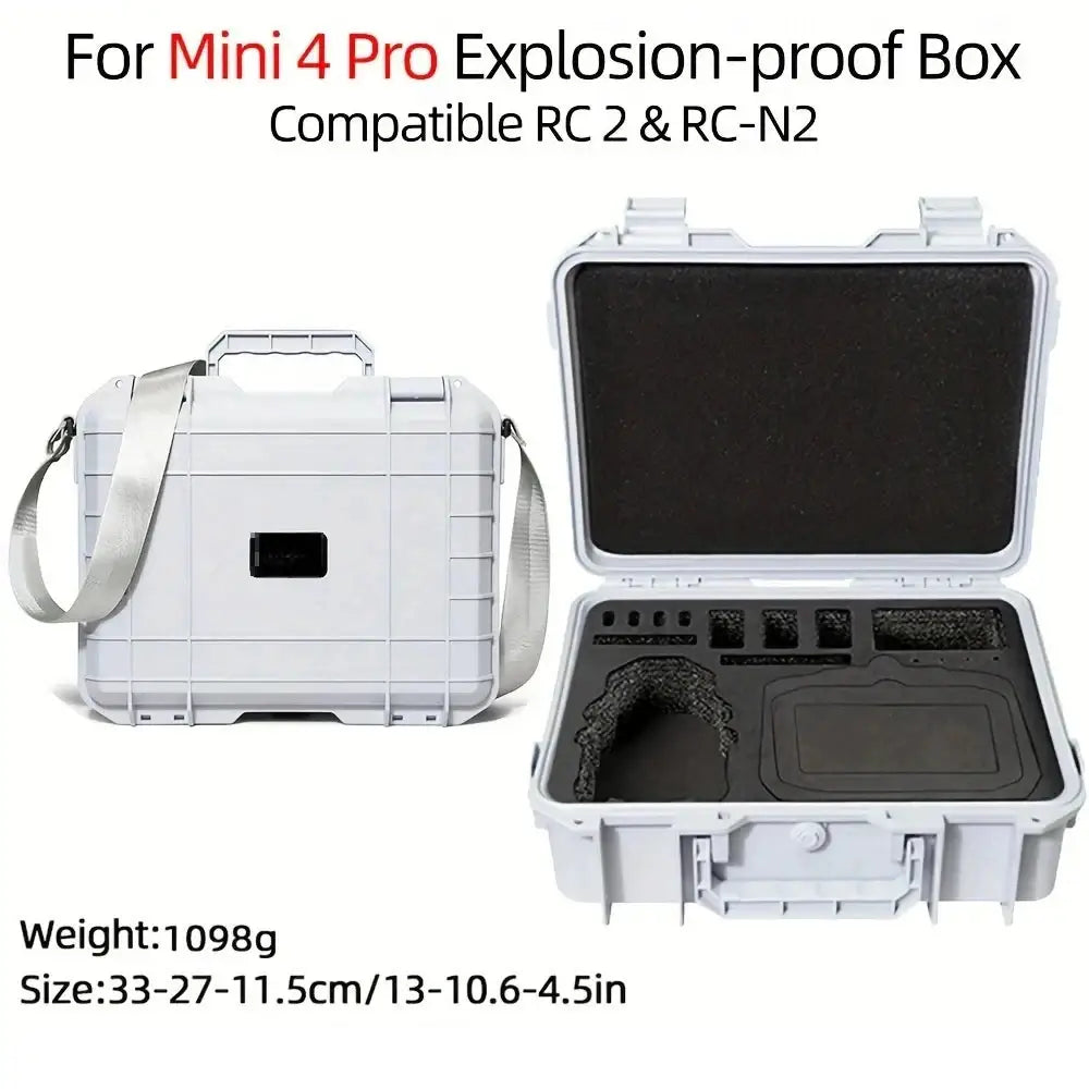 Waterproof Carry Case for DJI Mini 3 / 4 Pro (Black & White) - White / Drone Case / DJI Mini 3/4Pro - HBC