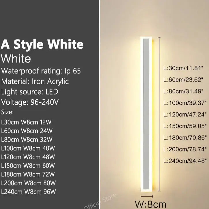 Waterproof LED Wall Washer Lamp (IP65) (different types available) - A - White / Neutral light(4000K) / 30cm - SS