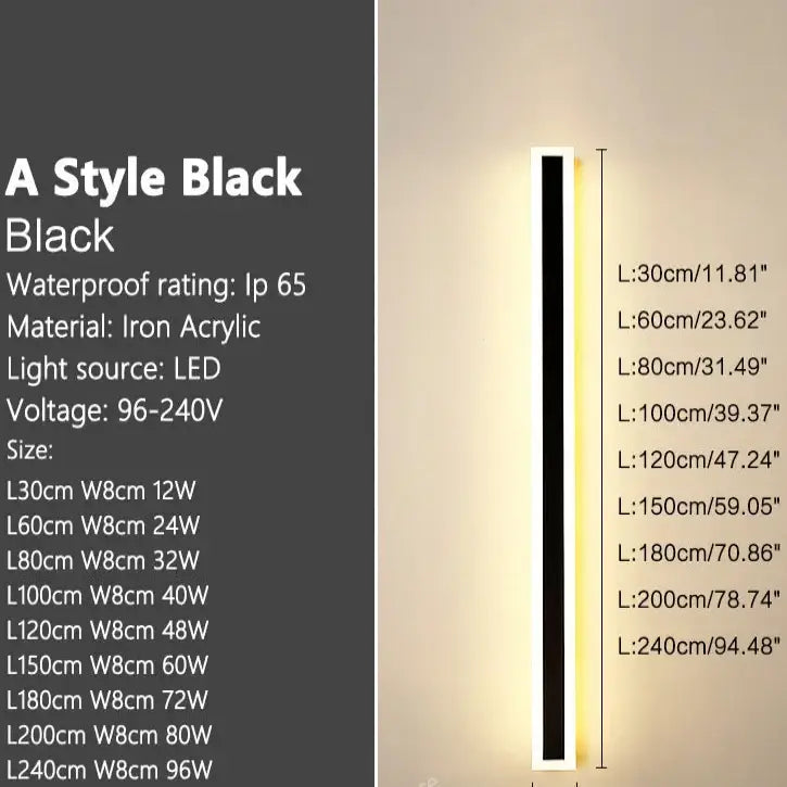 Waterproof LED Wall Washer Lamp (IP65) (different types available) - A - Black / Neutral light(4000K) / 30cm - SS