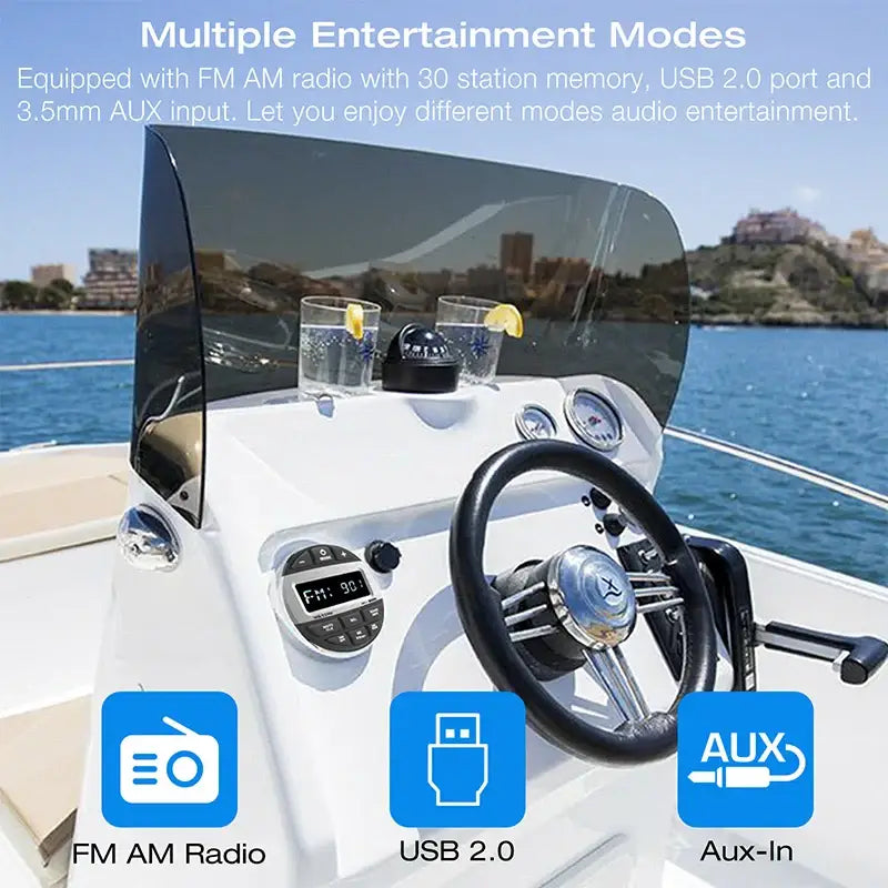 Waterproof Marine Bluetooth Radio & MP3 Player - Boat Radio - SS
