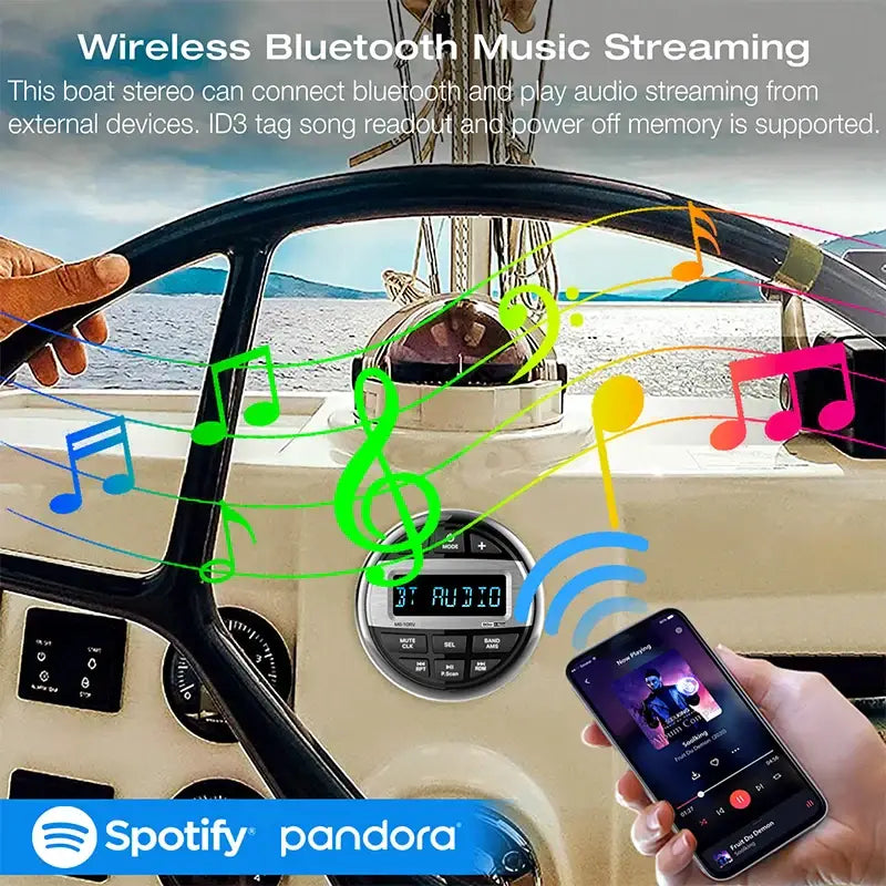 Waterproof Marine Bluetooth Radio & MP3 Player - Boat Radio - SS