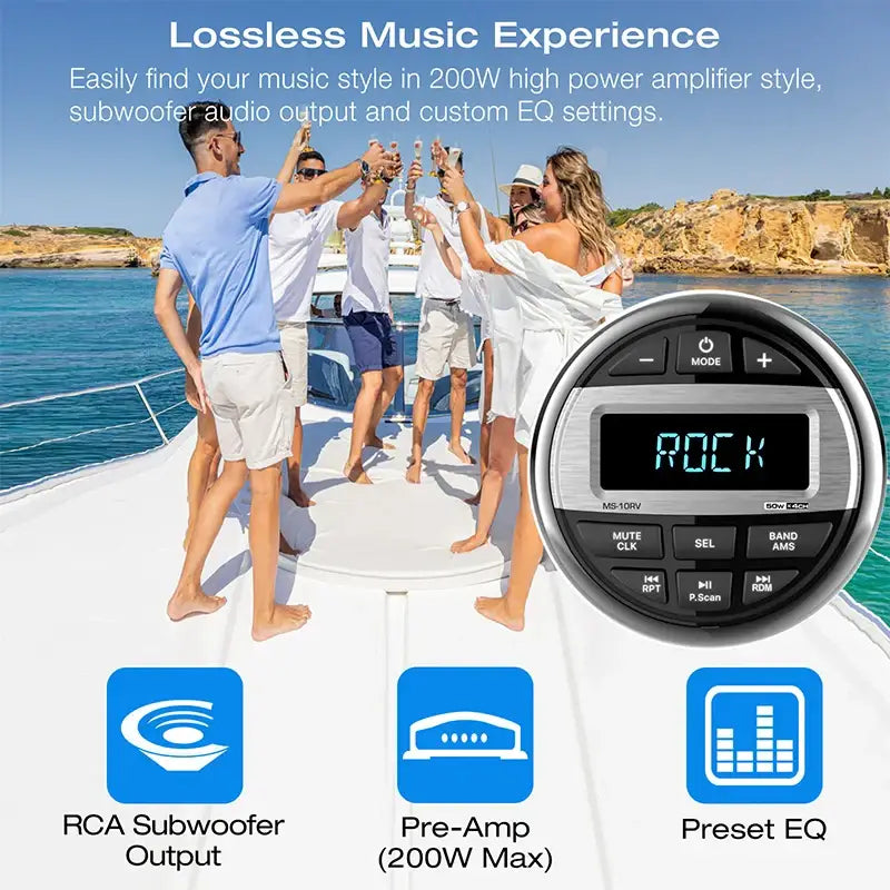 Waterproof Marine Bluetooth Radio & MP3 Player - Boat Radio - SS