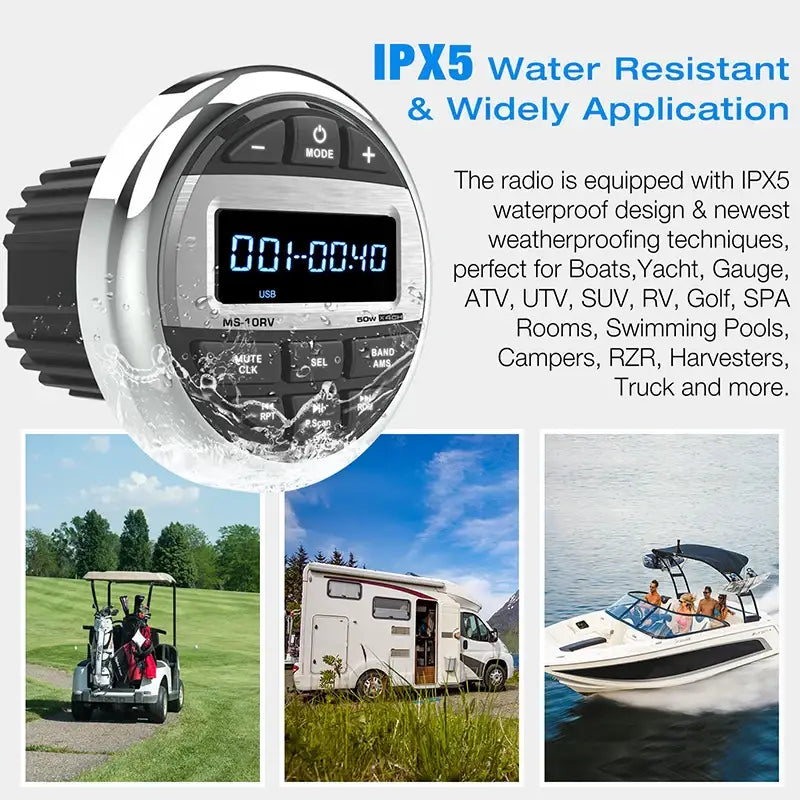 Waterproof Marine Bluetooth Radio & MP3 Player - Boat Radio - SS