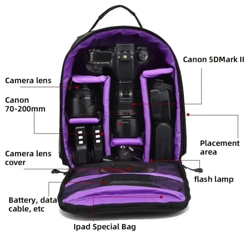 Waterproof Multi-functional Camera Backpack Portable DSLR Video Shoulder Bag Professional Photography Case for Sony
