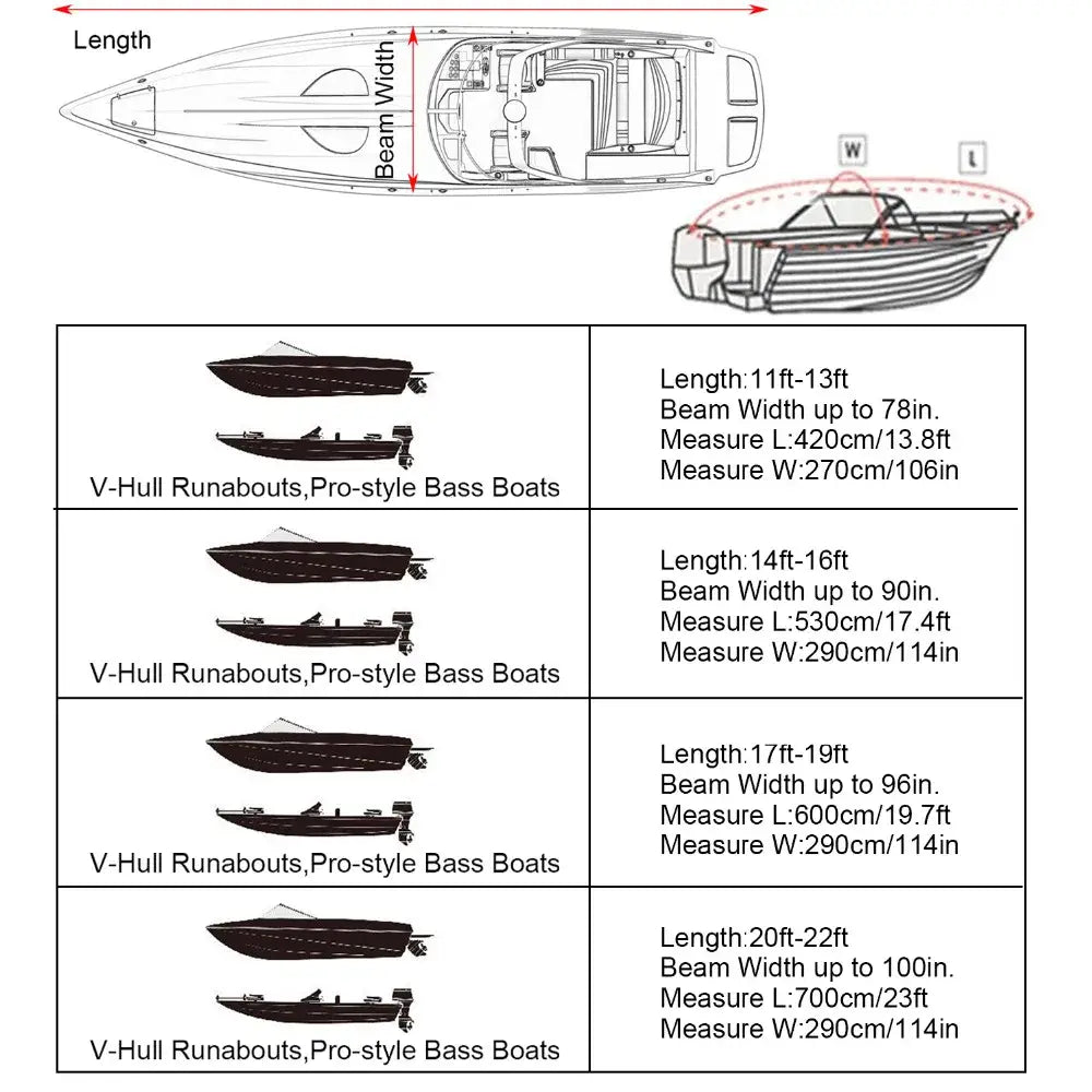 Waterproof Oxford Fabric Boat Cover (11–22FT) - SS