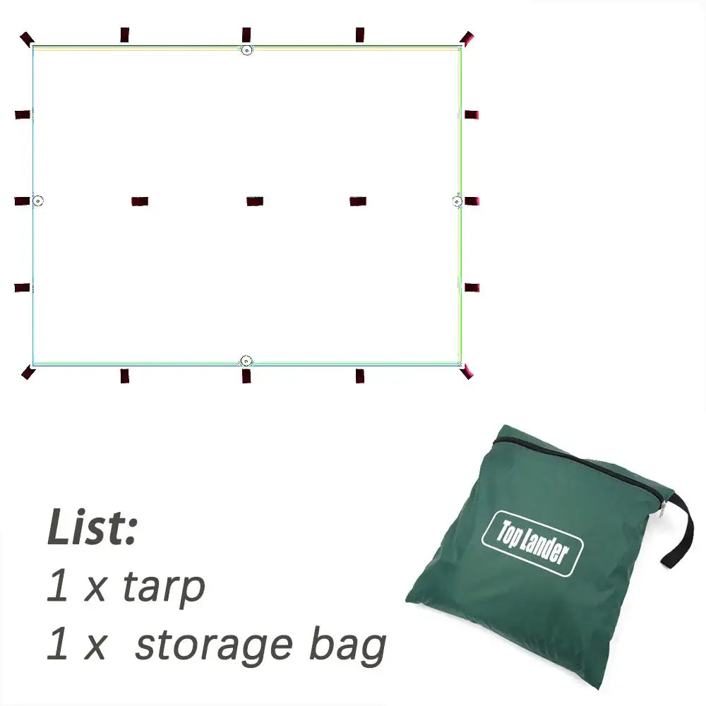 Waterproof Tarp with 19 Hang Points (3 different types available) - Only Tarp Cloth / Black 3x3m - SS