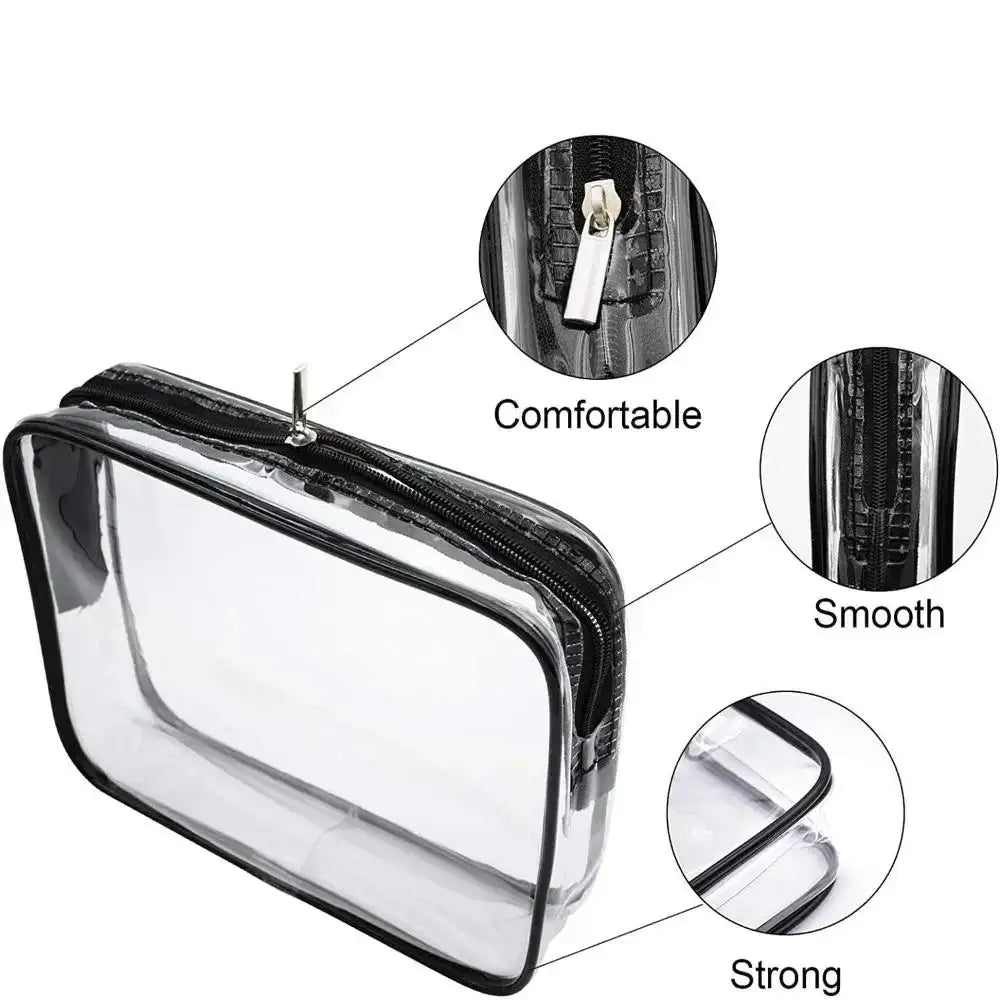 Waterproof Transparent Cosmetic Bag with Zip (3 sizes available) - 9eight5