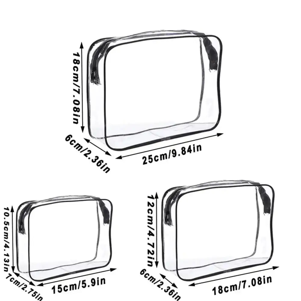 Waterproof Transparent Cosmetic Bag with Zip (3 sizes available) - 9eight5