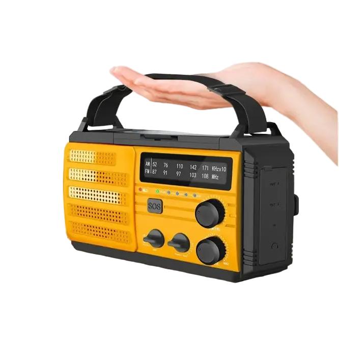 Weather Radio Emergency Multifunctional Radio FM AM WB Hand Crank Solar USB Charging 2000mAh Power Bank LED Flashlight