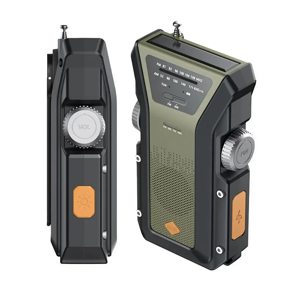Weather Radio Emergency Multifunctional Radio FM AM WB Hand Crank Solar USB Charging 2000mAh Power Bank LED Flashlight