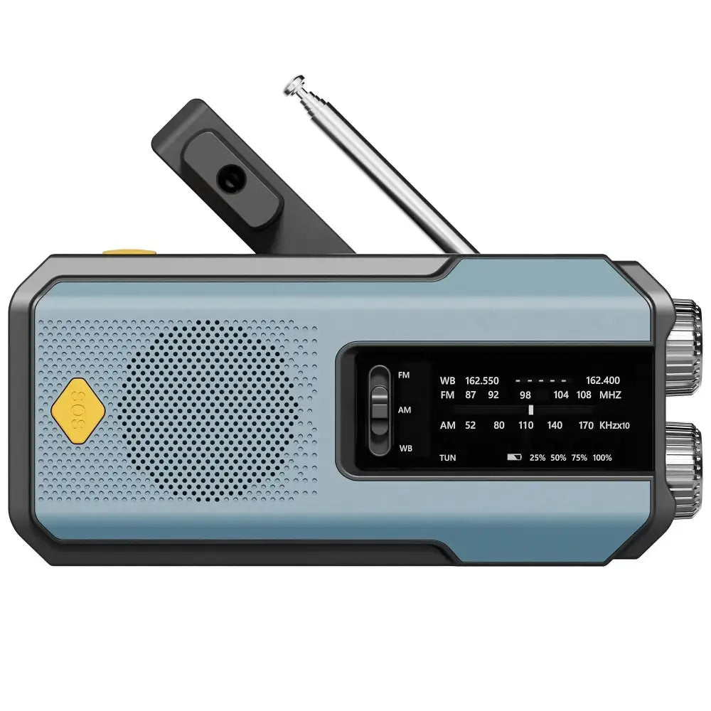Weather Radio Emergency Multifunctional Radio FM AM WB Hand Crank Solar USB Charging 2000mAh Power Bank LED Flashlight