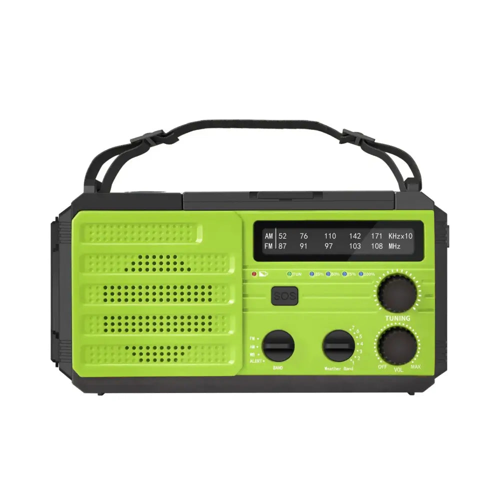 Weather Radio Emergency Multifunctional Radio FM AM WB Hand Crank Solar USB Charging 2000mAh Power Bank LED Flashlight