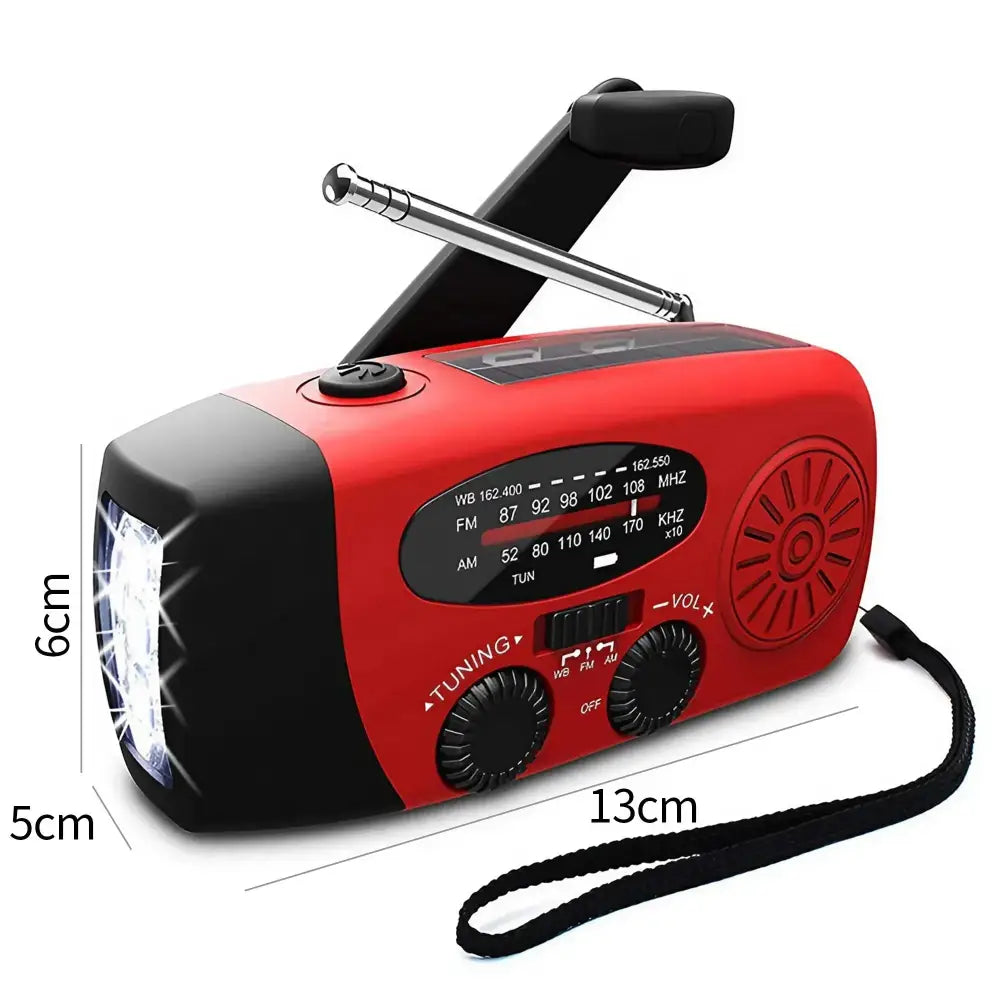 Weather Radio Emergency Multifunctional Radio FM AM WB Hand Crank Solar USB Charging 2000mAh Power Bank LED Flashlight