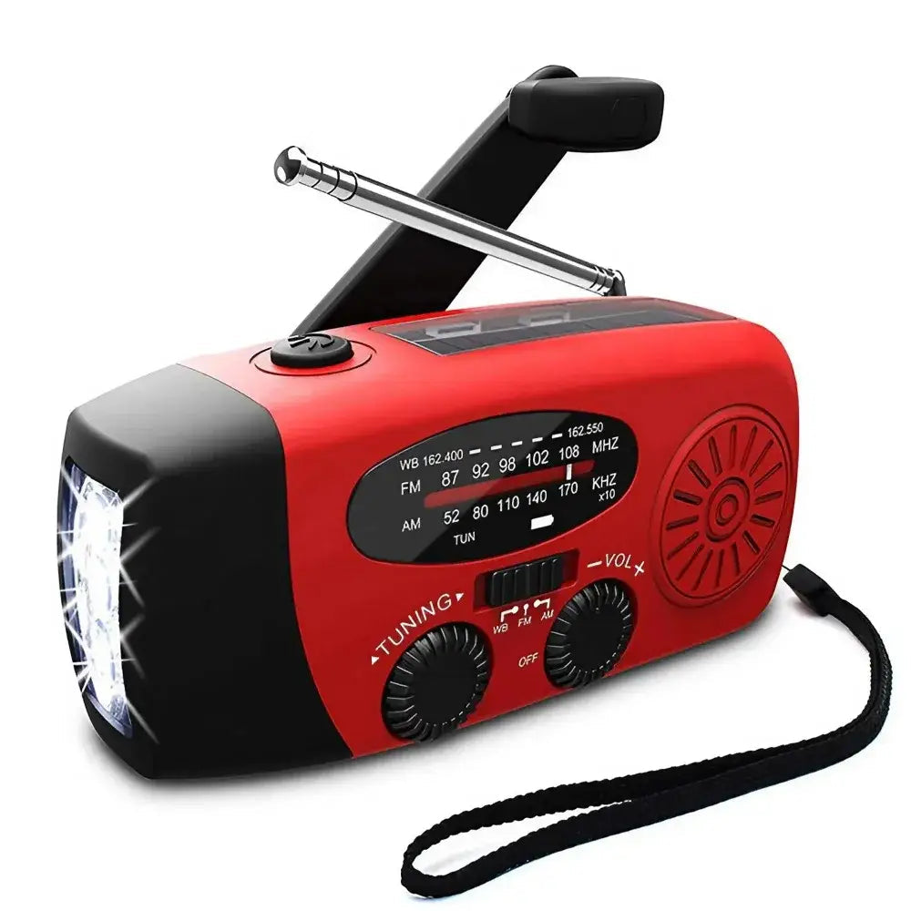 Weather Radio Emergency Multifunctional Radio FM AM WB Hand Crank Solar USB Charging 2000mAh Power Bank LED Flashlight
