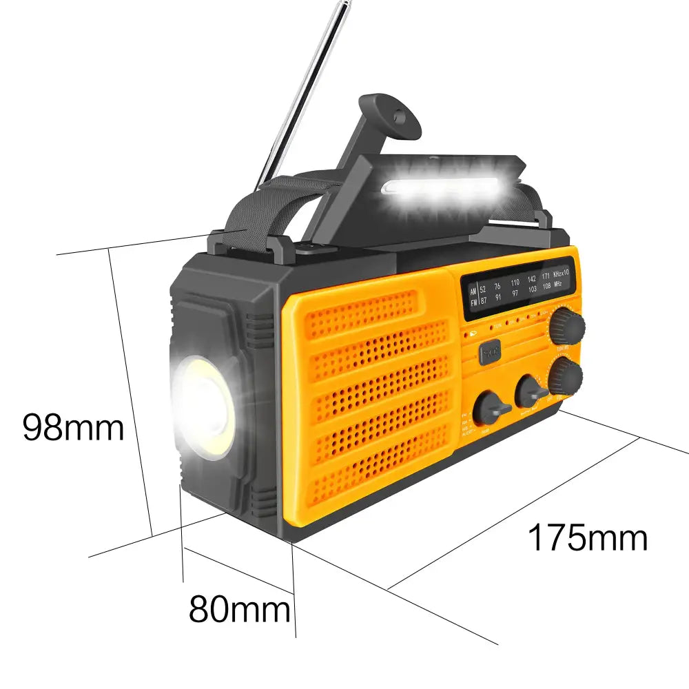 Weather Radio Emergency Multifunctional Radio FM AM WB Hand Crank Solar USB Charging 2000mAh Power Bank LED Flashlight