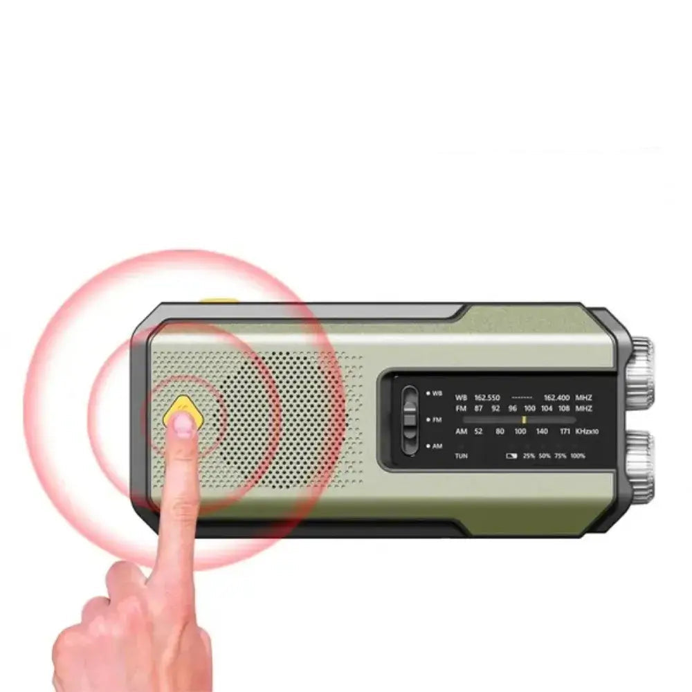 Weather Radio Emergency Multifunctional Radio FM AM WB Hand Crank Solar USB Charging 2000mAh Power Bank LED Flashlight