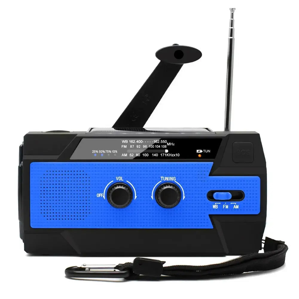 Weather Radio Emergency Multifunctional Radio FM AM WB Hand Crank Solar USB Charging 2000mAh Power Bank LED Flashlight