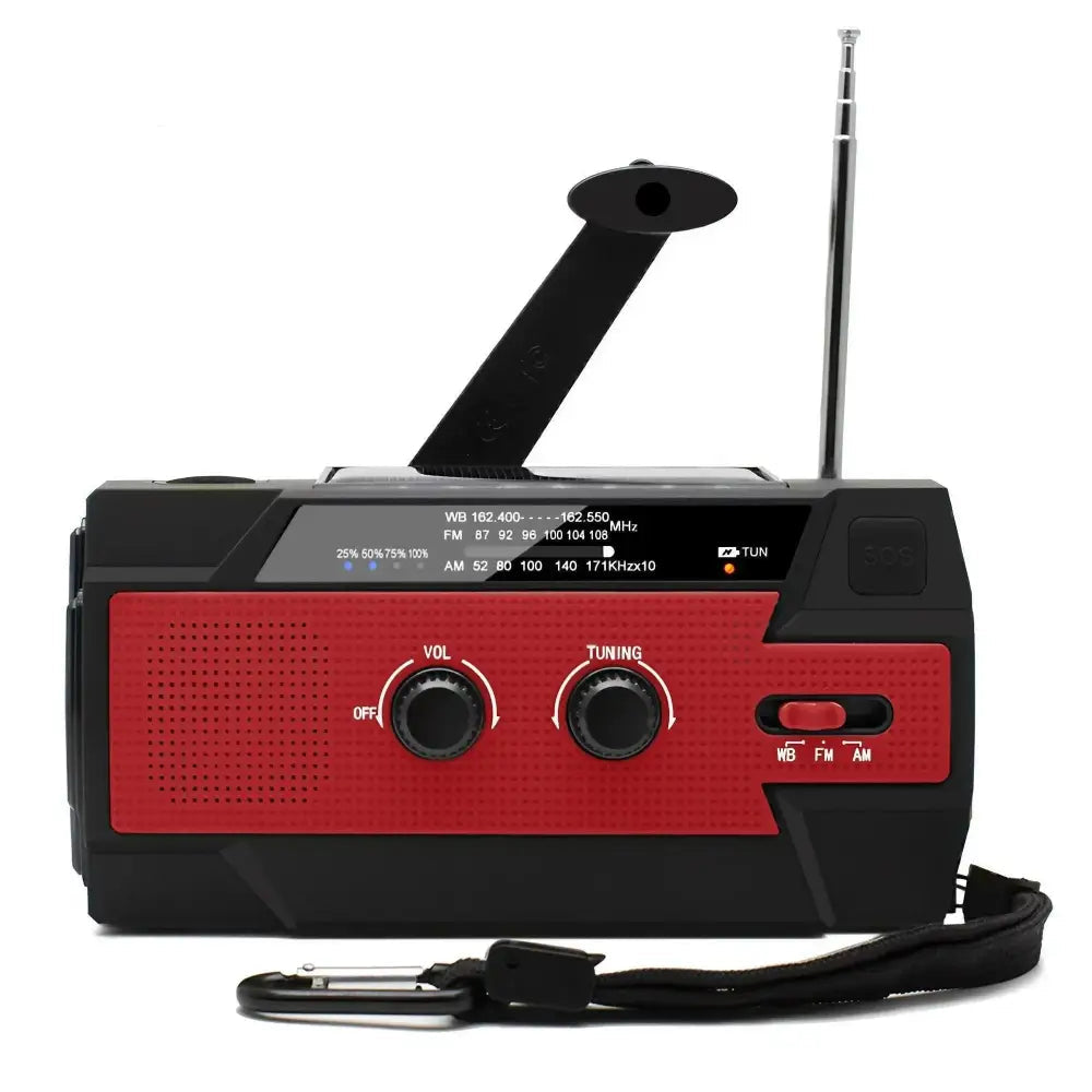 Weather Radio Emergency Multifunctional Radio FM AM WB Hand Crank Solar USB Charging 2000mAh Power Bank LED Flashlight