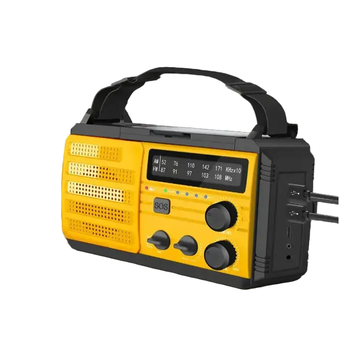Weather Radio Emergency Multifunctional Radio FM AM WB Hand Crank Solar USB Charging 2000mAh Power Bank LED Flashlight