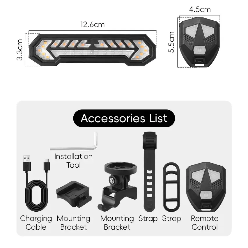 WEST BIKING Wireless Turn Signal Bike Tail Light Projection 6 Modes Rechargeable Waterproof Rear Light For Road MTB