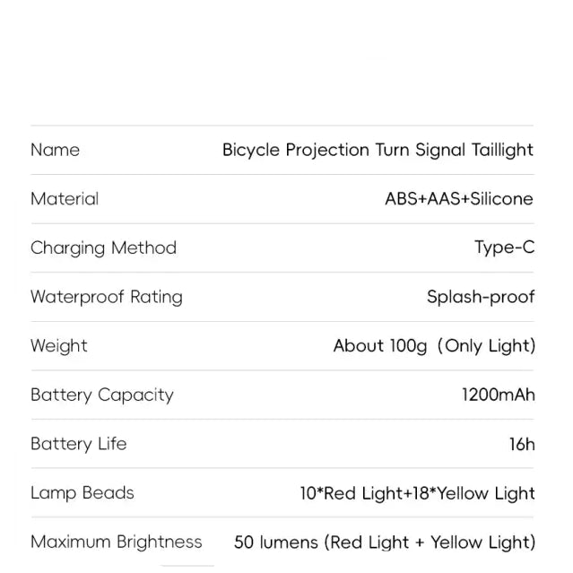 WEST BIKING Wireless Turn Signal Bike Tail Light Projection 6 Modes Rechargeable Waterproof Rear Light For Road MTB
