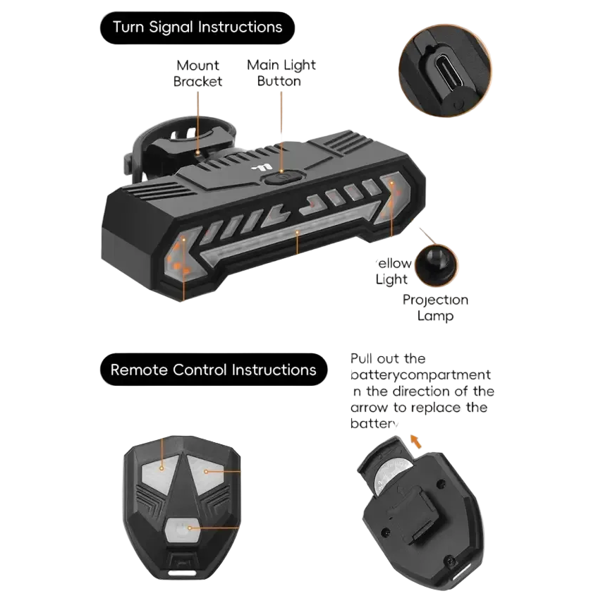 WEST BIKING Wireless Turn Signal Bike Tail Light Projection 6 Modes Rechargeable Waterproof Rear Light For Road MTB