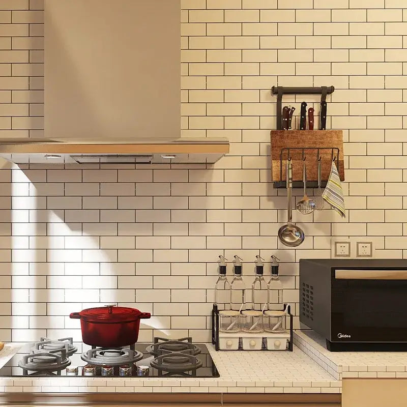 White Brick Waterproof Kitchen Cabinet Wallpaper – 40cm (5 different volumes available) - SS