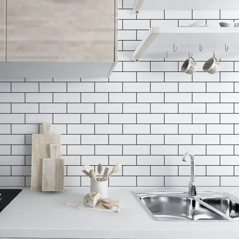 White Brick Waterproof Kitchen Cabinet Wallpaper – 40cm (5 different volumes available) - SS