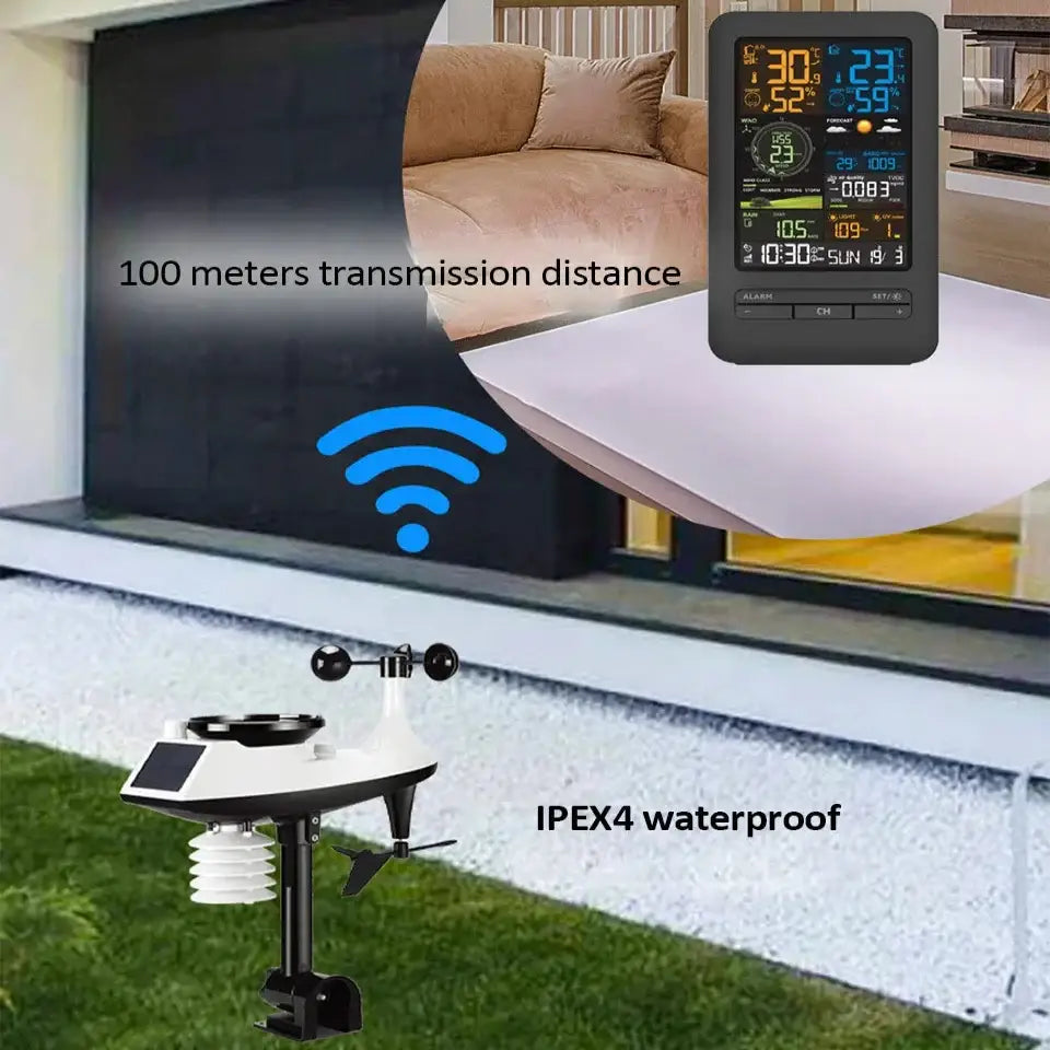 WiFi Smart Weather Station with Temperature & Humidity Sensor - Black - HBC