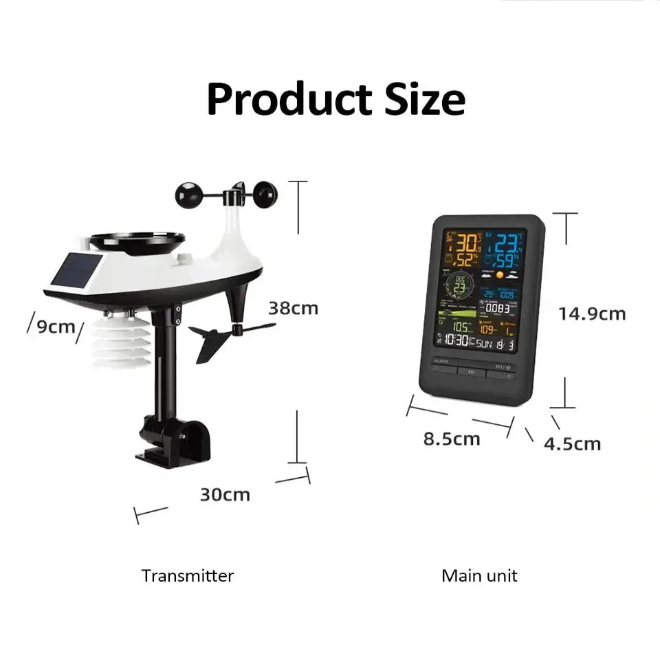 WiFi Smart Weather Station with Temperature & Humidity Sensor - Black - HBC