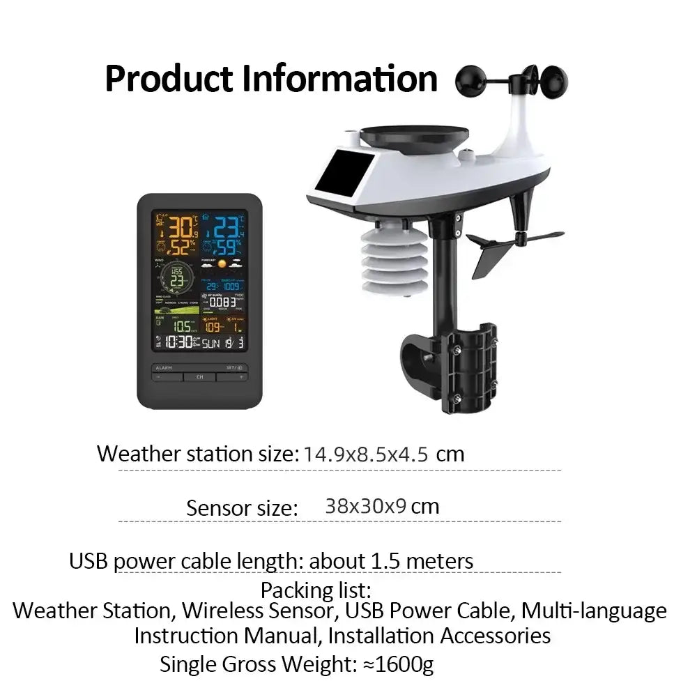 WiFi Smart Weather Station with Temperature & Humidity Sensor - Black - HBC