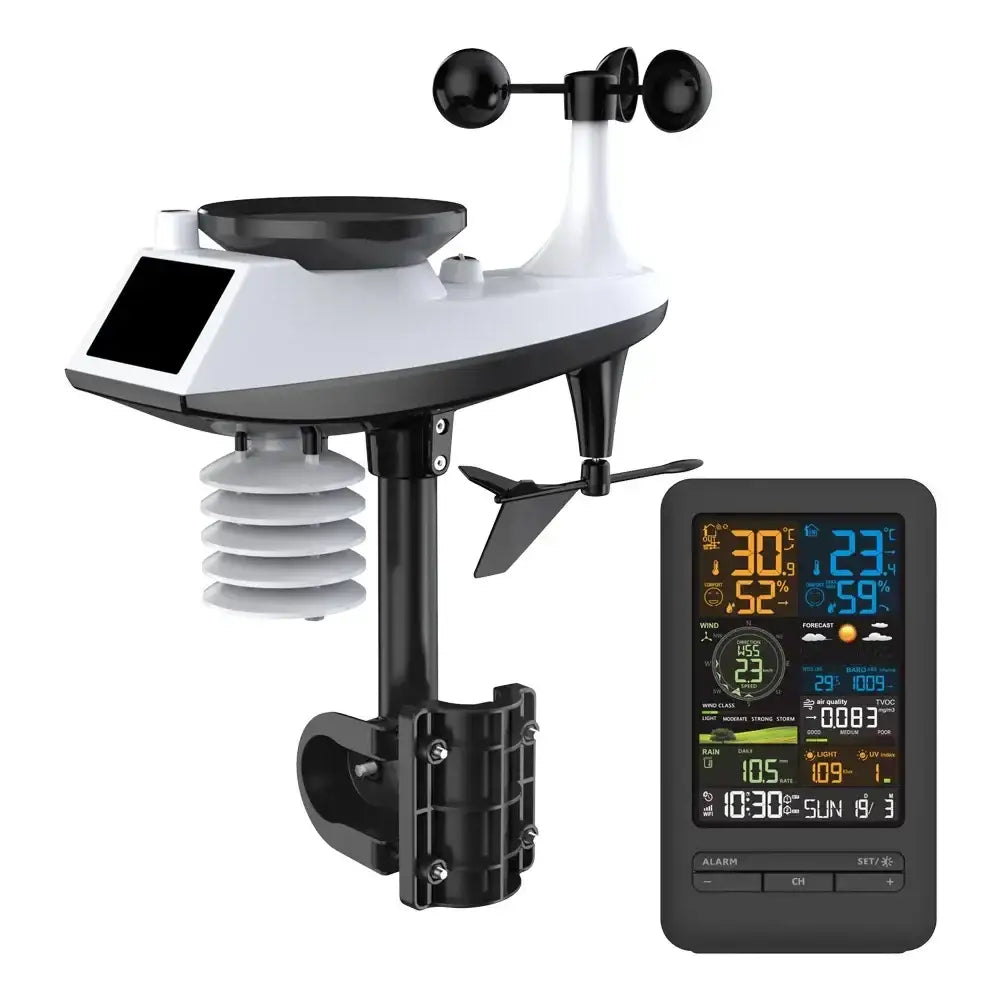 WiFi Smart Weather Station with Temperature & Humidity Sensor - Black - HBC