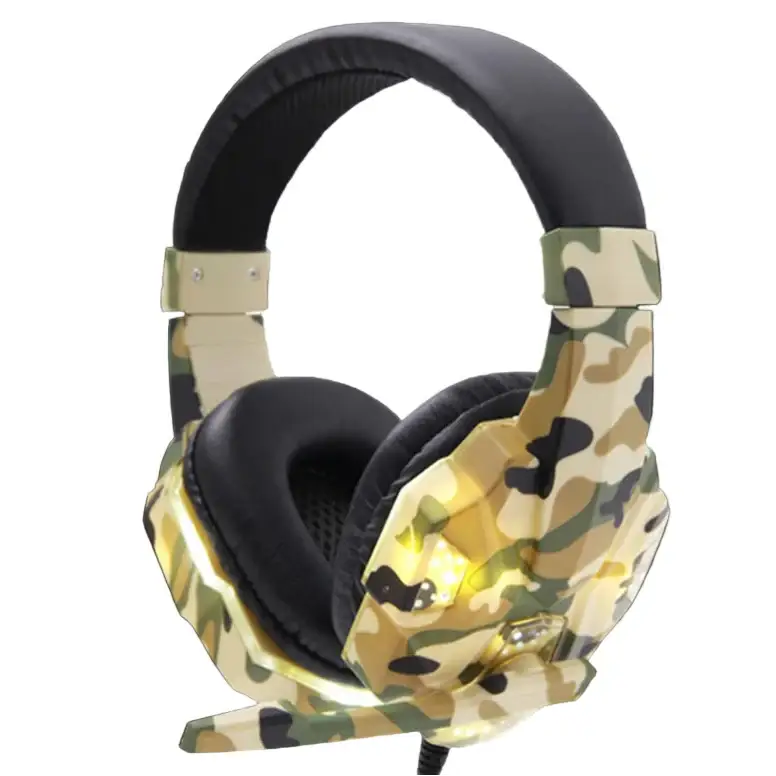 Wired Gaming Headset with Mic & LED (2 colours available) - Camouflage Yellow / Gaming Headset - 9eight5