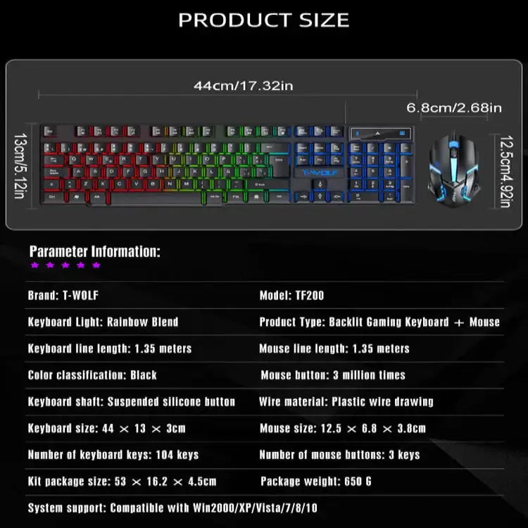 Wired Keyboard & Mouse Set (different language available) - 9eight5