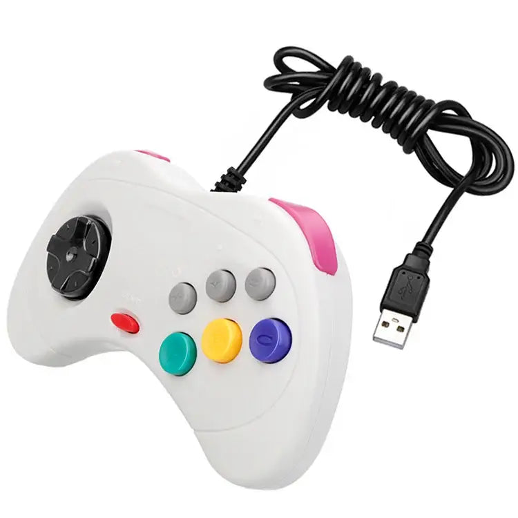 Wired Sega Saturn Controller – Classic USB Gamepad (available in Black & White) - White / Controller - 9eight5