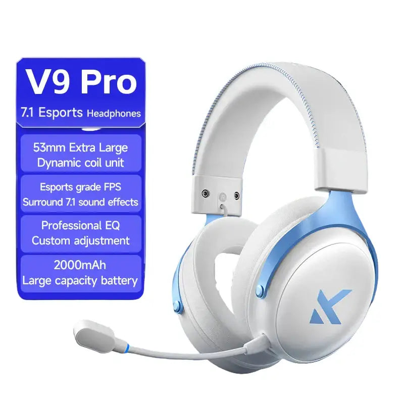 Wireless Bluetooth Headset – Tri-Mode Low-Lag (4 colours available) - White / Bluetooth Headset - 9eight5