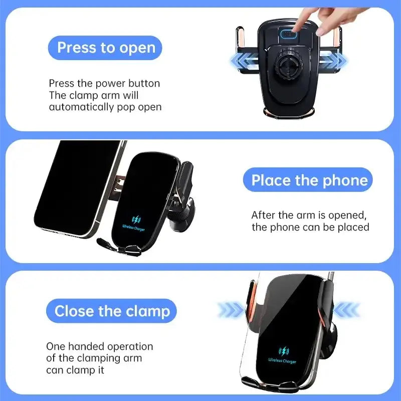Wireless Car Charger – 15W - Black - 9eight5