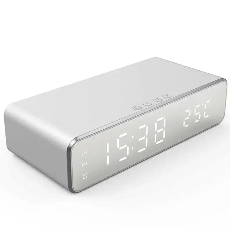 Wireless Charging Dock Station with Time Alarm Clock LED Digital Thermometer and Fast Charging for iPhone and Samsung