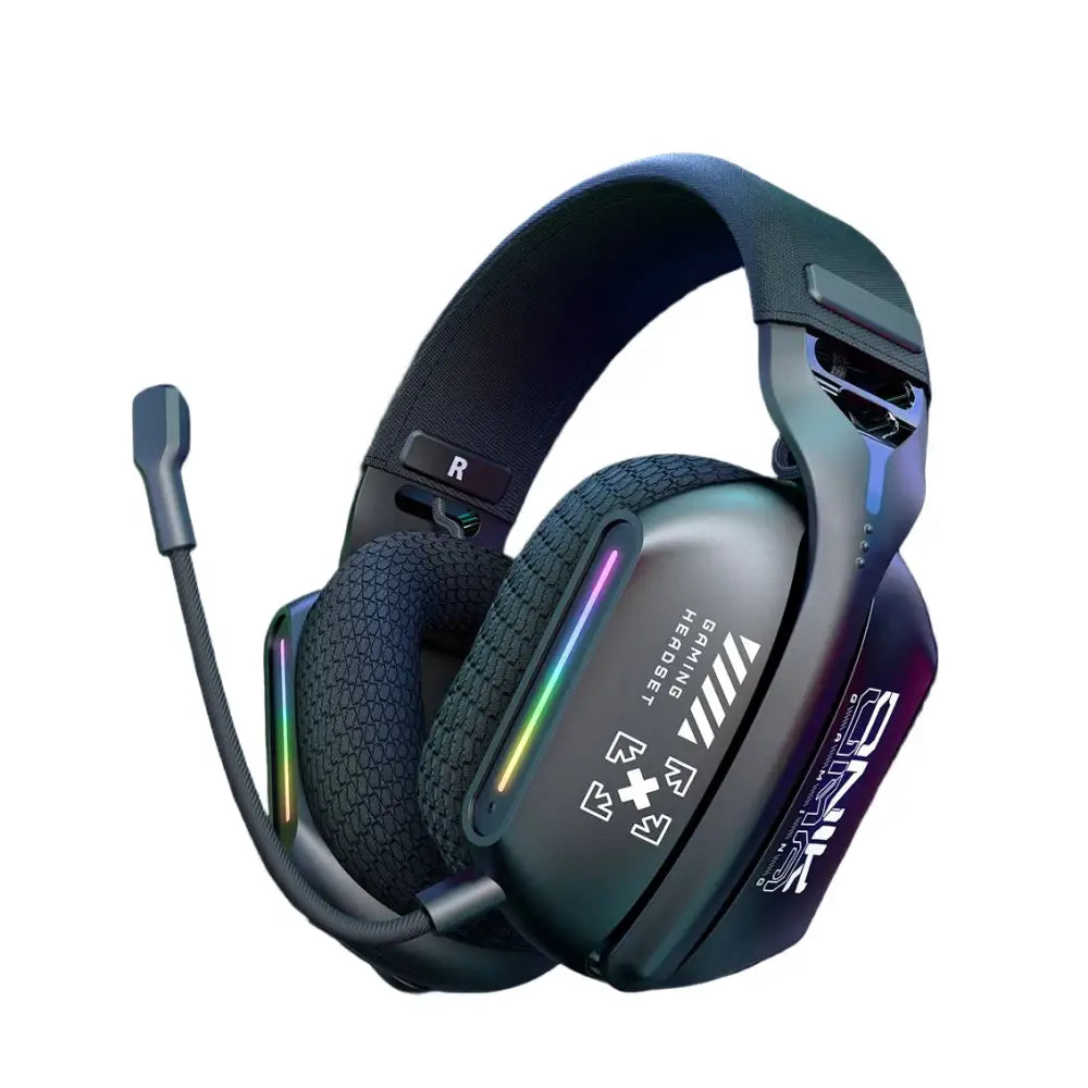 Wireless Gaming Headset – RGB - Black And Sticker / Gaming Headset - 9eight5