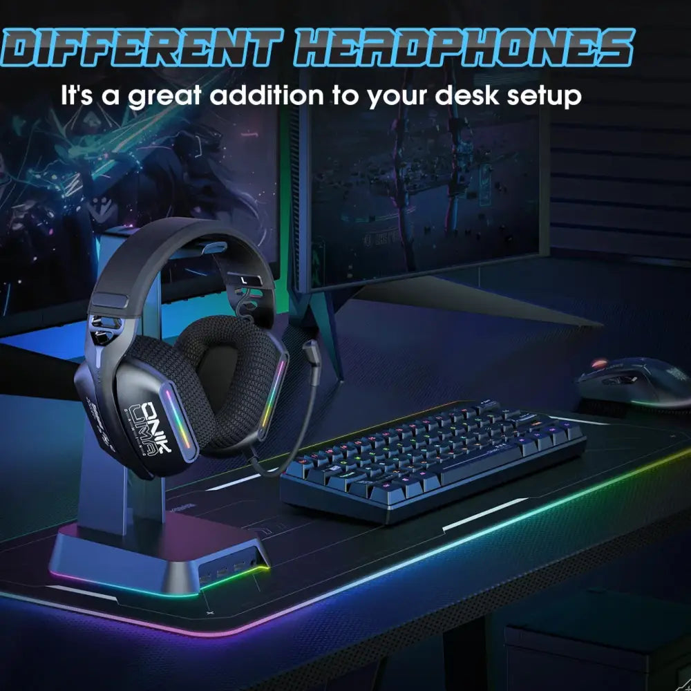 Wireless Gaming Headset – RGB - Black And Sticker / Gaming Headset - 9eight5