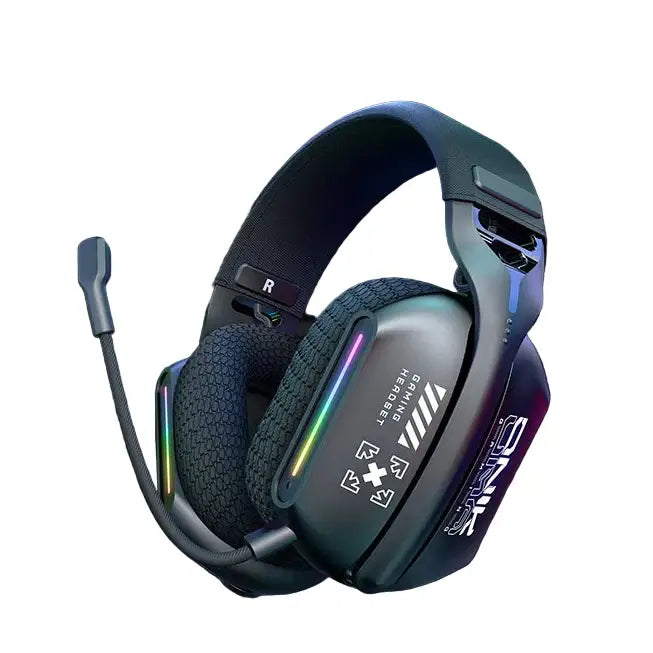Wireless Gaming Headset – RGB - Black And Sticker / Gaming Headset - 9eight5