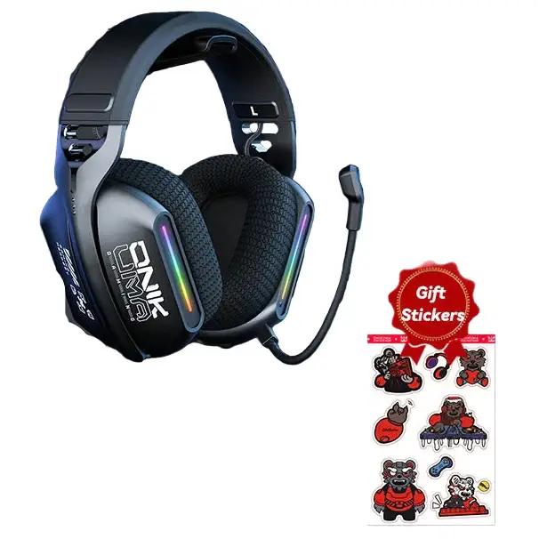 Wireless Gaming Headset – RGB - Black And Sticker / Gaming Headset - 9eight5