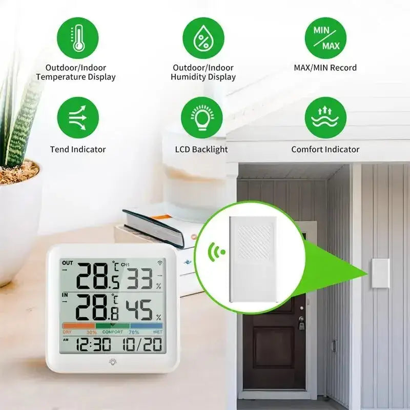 Wireless Indoor-Outdoor Weather Station with Remote Sensor (available in Black & White) - HBC