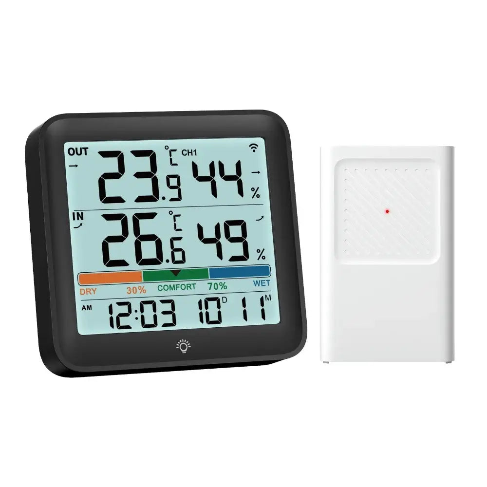 Wireless Indoor-Outdoor Weather Station with Remote Sensor (available in Black & White) - Black - HBC