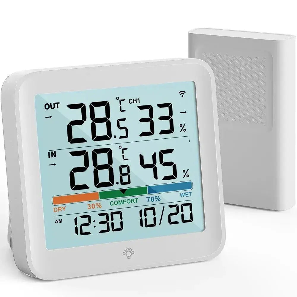 Wireless Indoor-Outdoor Weather Station with Remote Sensor (available in Black & White) - HBC